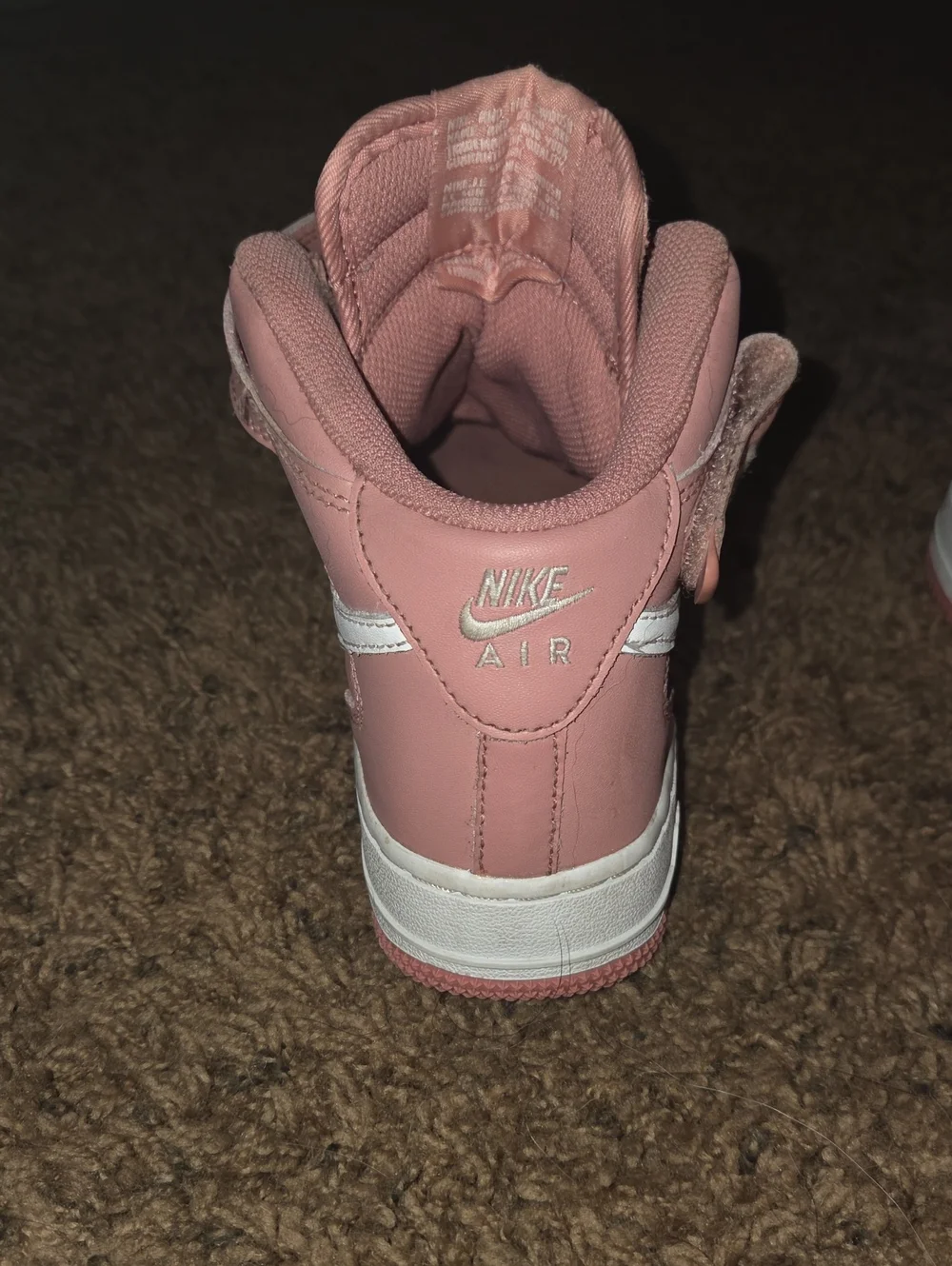 Nike Kids Pink and White Air Force 1 High-Top Sneakers